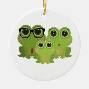Süße Froschfamilie Keramik Ornament