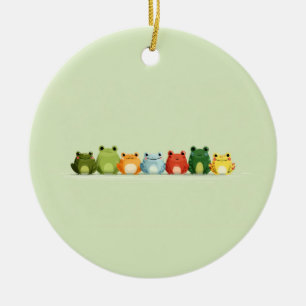 Süße Froschreihe – Farbige Kawaii-Tierkunst Keramik Ornament