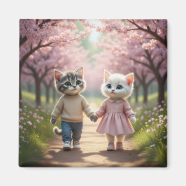 Süße Frühjahrs-Katzen-Magnet | Tom & Luna Kirschbl Magnet