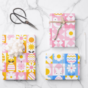 Süße Frühlings-Oster-Patchwork Geschenkpapier Set