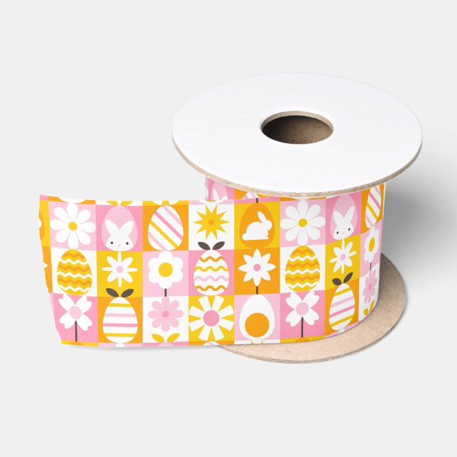 Süße Frühlings-Oster-Patchwork  Satinband (Spule)