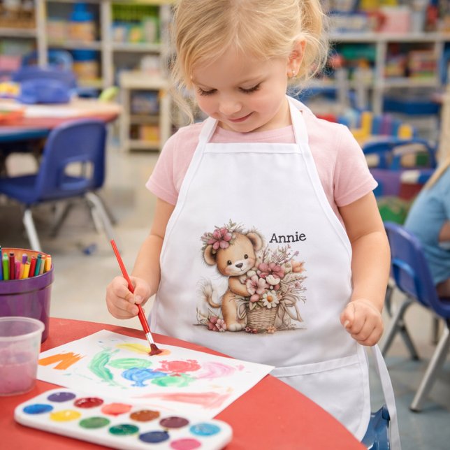 Süße Frühlings-Teddybär-Illustration Kinderschürze (Von Creator hochgeladen)