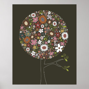 Süße Frühlingsblumen Pop Baum Whimsische Kinderzim Poster