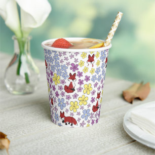 Süße Fuchs Farbige Whimsical Wildblumen-Baby-Party Pappbecher