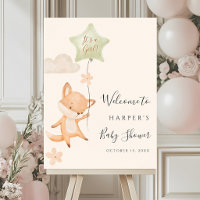 Süße Fuchs fliegt Luftballon Baby Shower Willkomme