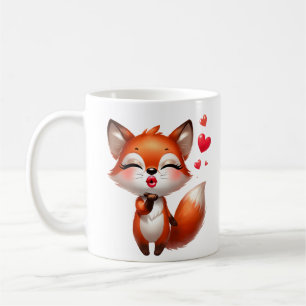Süße Fuchs-Illustration mit Herzen Kaffeetasse