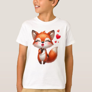 Süße Fuchs-Illustration mit Herzen T-Shirt