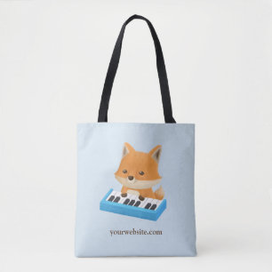 Süße Fuchs spielt auf dem Klaviertastatur-Tote Tasche