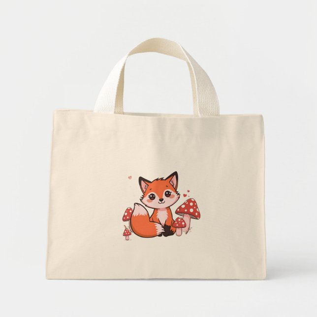 Süße Fuchs-Tasche – Waldtier Canvas Mini Stoffbeutel (Vorne)