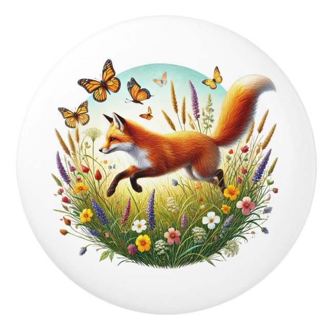Süße Fuchs-Tierliebhaber  Keramikknauf (Vorderseite)