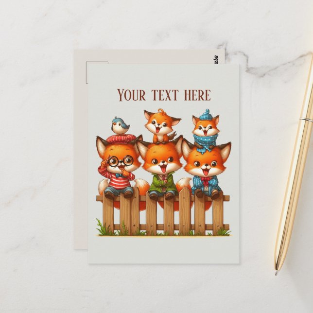Süße Fuchs Tierliebhaber Postkarte (Vorderseite/Rückseite Beispiel)