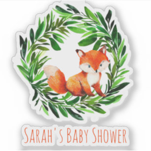 Süße Fuchsbegrünung Aquarell-Wald-Babyparty Aufkleber