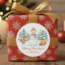 Süße Füchse und Schneemann Frohe Weihnachten