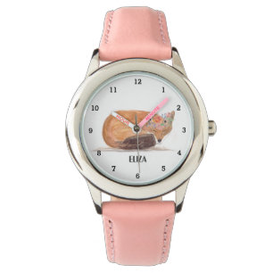 Süße Fuchsmädchen Wildtiere Tiere Kinder Wasserfar Armbanduhr