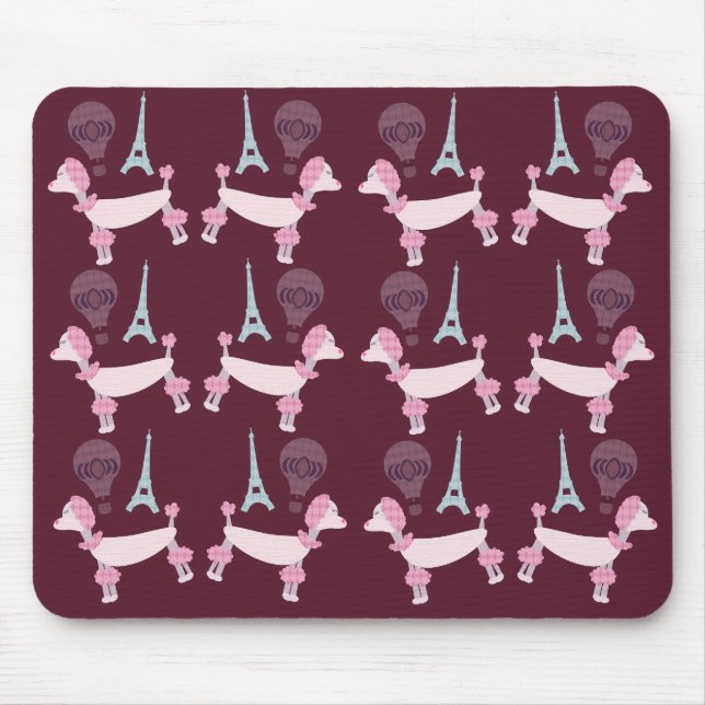 Süße Fünfziger Paris Pudel Mousepad (Vorne)