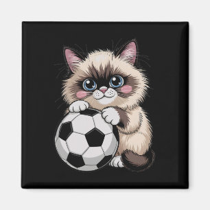 Süße Fußball Birman Einfach Mädchen Das Katzen Lie Magnet