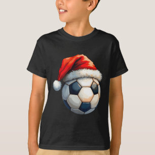 Süße Fußball-Byll-Weihnachten-Santa-Hut-Lustiger-F T-Shirt