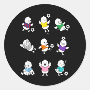 Süße Fußball-Ente Cartoon Lustiges Fußball-Tier Runder Aufkleber