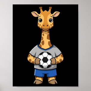 Süße Fußball-Giraffe Footbyll-Spieler Tier Sport  Poster