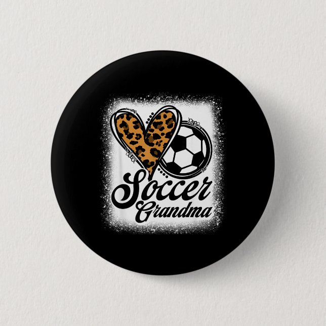 Süße Fußball-Oma Leopard Heart Button (Vorderseite)