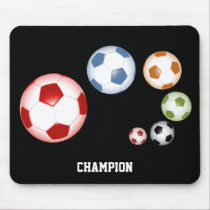 Süße Fußball-Sammlung auf Schwarz Mousepad