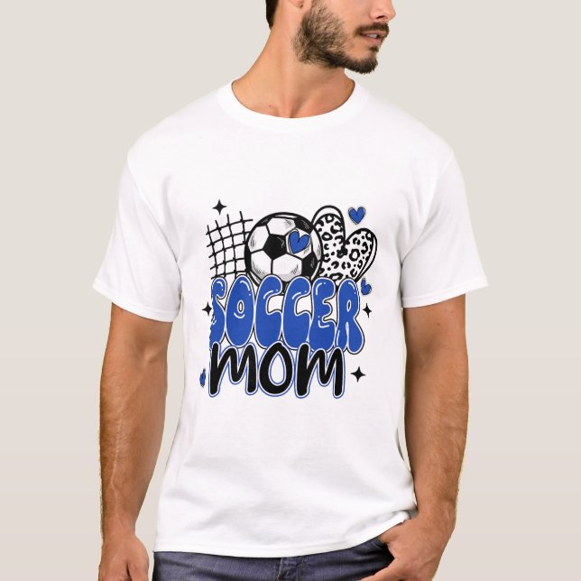 Süße Fußballmutter Leopard Lustige Fußballmutter M T-Shirt (Vorderseite)