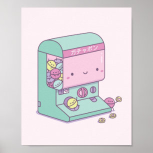 Süße Gachapon-Kapsel-Spielzeugmaschine Japan Doodl Poster