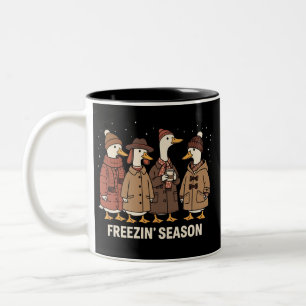 Süße Gans Frostige Jahreszeit Winter Gemütlicher H Zweifarbige Tasse