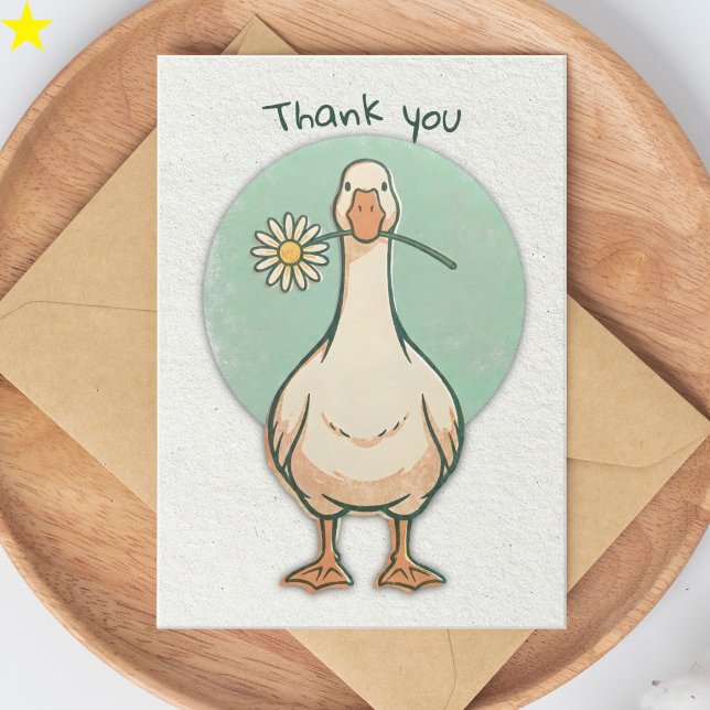Süße Gans und Daisy-Blume Danke Karte (Von Creator hochgeladen)