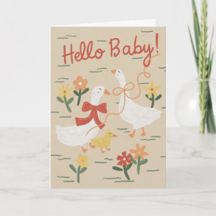 Süße Gänsefamiliarie Grußkarte für neue Babys Karte
