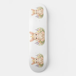 Süße Garten-Hasen-Wasserfarben-Kunst Skateboard