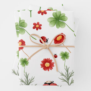 Süße Garten kleine Marienkäfer-Baby-Party  Geschenkpapier Set