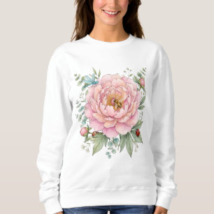 Süße Garteninsekten Pfingstrose Wasserfarbenkunst Sweatshirt