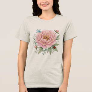 Süße Garteninsekten Pfingstrose Wasserfarbenkunst Tri-Blend Shirt