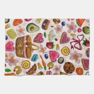 Süße Gebäckkonfekt Süßigkeiten Geschirrtuch