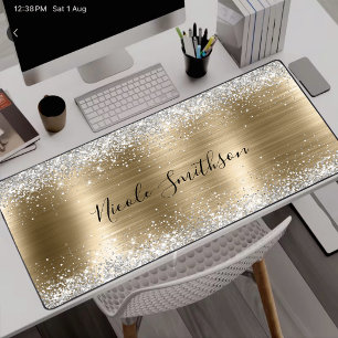 Süße gebürstete goldene falsche Silberglitter Schreibtischunterlage
