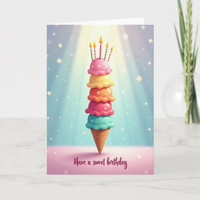 Süße Geburtstag-Eiscreme-Stack-Karte Karte (Vorderseite)