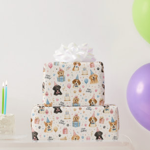 Süße Geburtstagshunde Wasserfarbe Haustierliebhabe Geschenkpapier