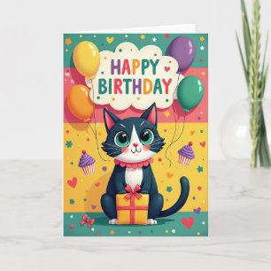 Süße Geburtstagskatze Geschenkkarte Karte