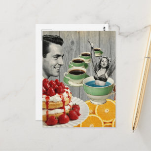 Süße Gedanken Surrealer Collage Kaffee Schwimmende Postkarte