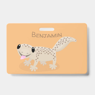 Süße gefleckte braune Gecko-Cartoon-Illustration Ausweis