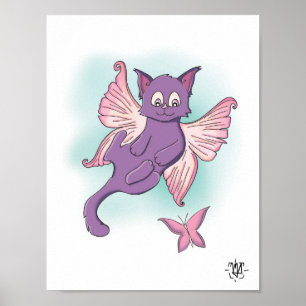 Süße geflügelte Feenkatze Poster