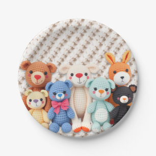 Süße gehäkelt Kuscheltiere Jungen-Baby-Party Pappteller