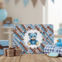 Süße gehäkelt Teddybär Blau und Braun