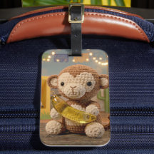 Süße gehäkeltel Affe und Banane