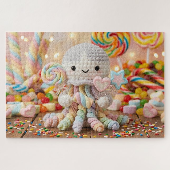 Süße gehäkeltete Oktopus-Candy-Land-Ästhetik  (Horizontal)