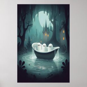 Süße Geister Badewanne Halloween, Geister Badezimm Poster