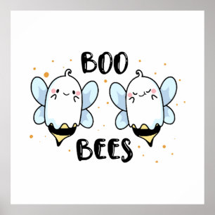 Süße Geister Boo Bienen - Lustiges Halloween auf w Poster