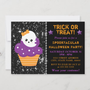 Süße Geister-Halloween-Cupcakes Kinderparty Einladung