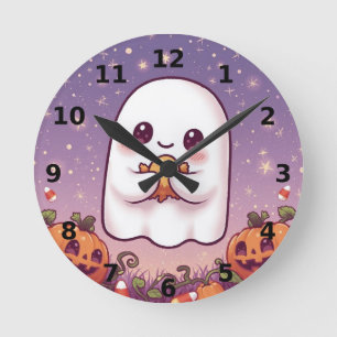 Süße Geister-Halloween-Wanduhr ⏰👻 Runde Wanduhr